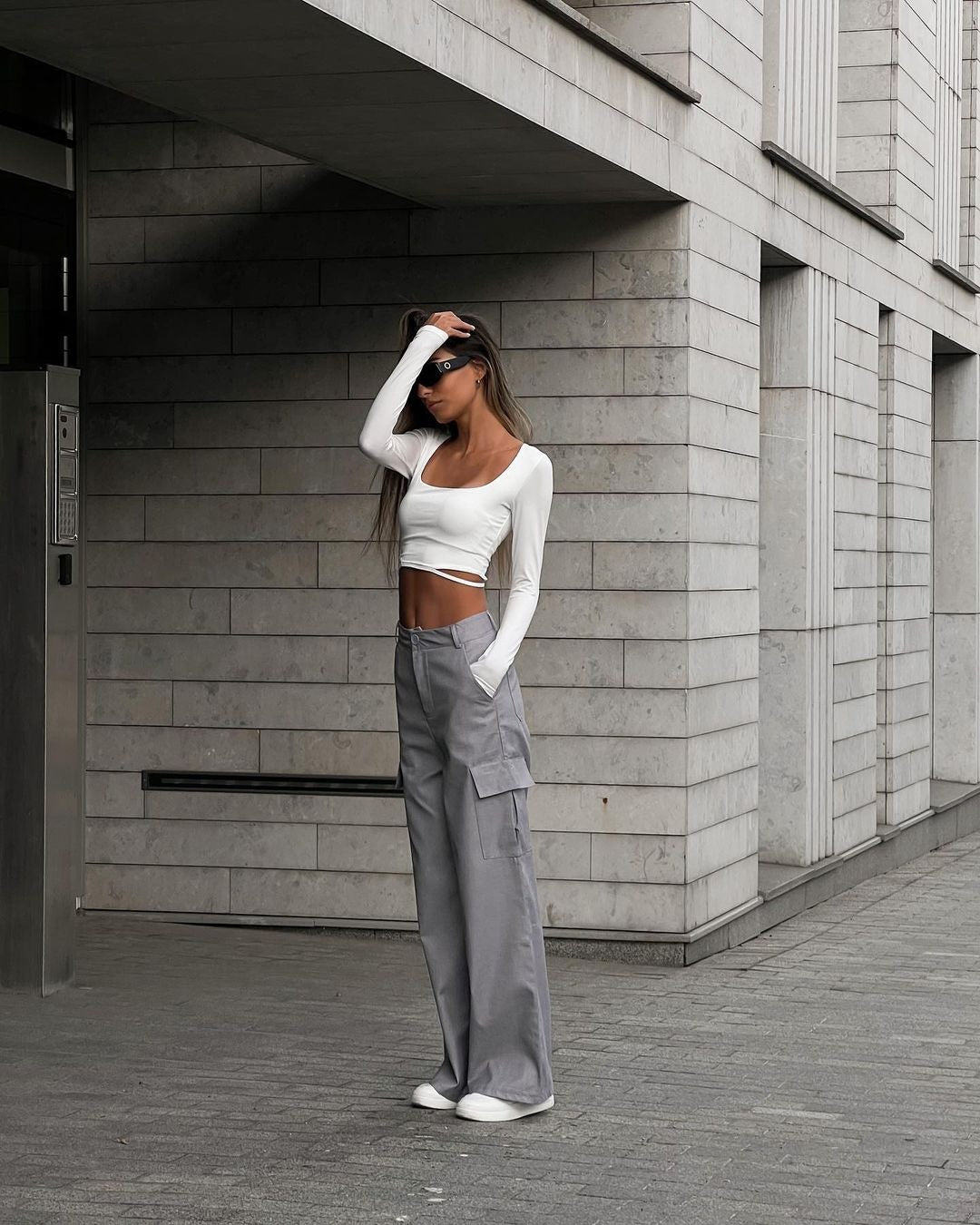 Pantalon Cargo Décontracté Coupe Large Taille Haute