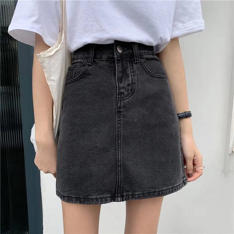 Jupe en Jean & Taille Haute Trapèze - Amira Paris
