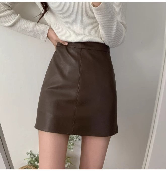 Jupe en Cuir PU & Taille Haute - Amira Paris