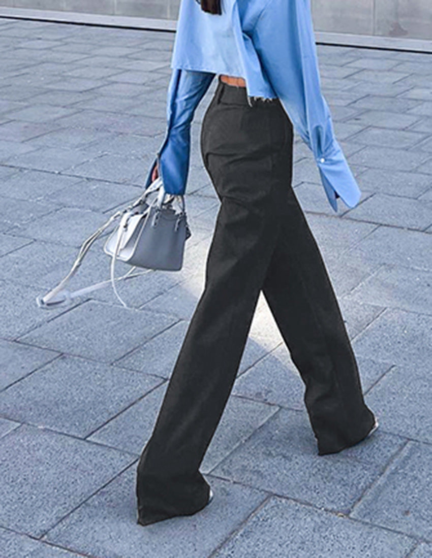 Pantalon Tailleur Coupe Droite & Large