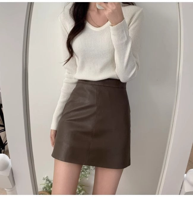 Jupe en Cuir PU & Taille Haute - Amira Paris