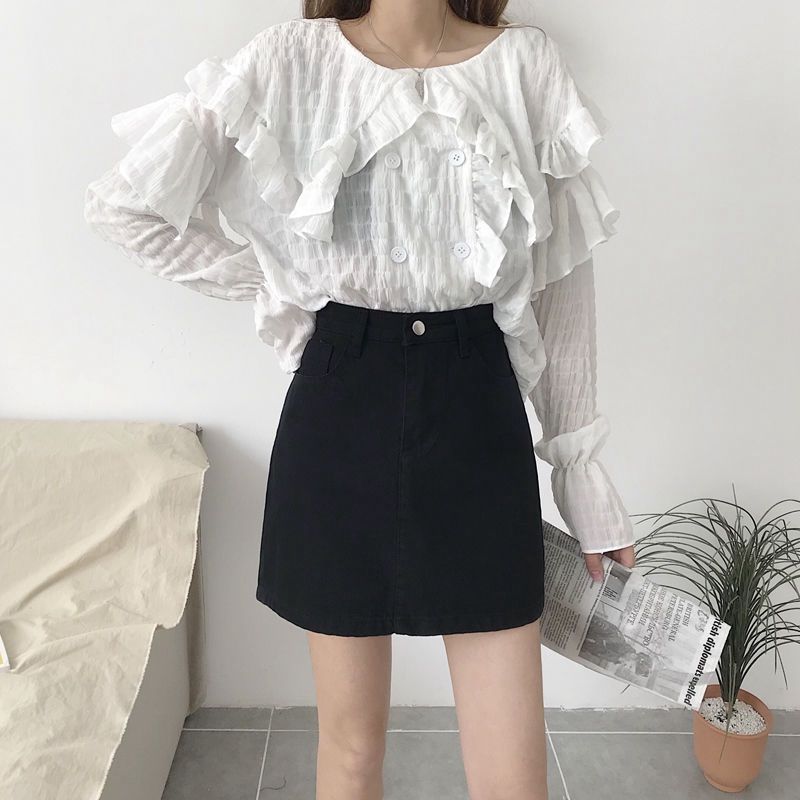 Jupe en Jean & Taille Haute Trapèze - Amira Paris