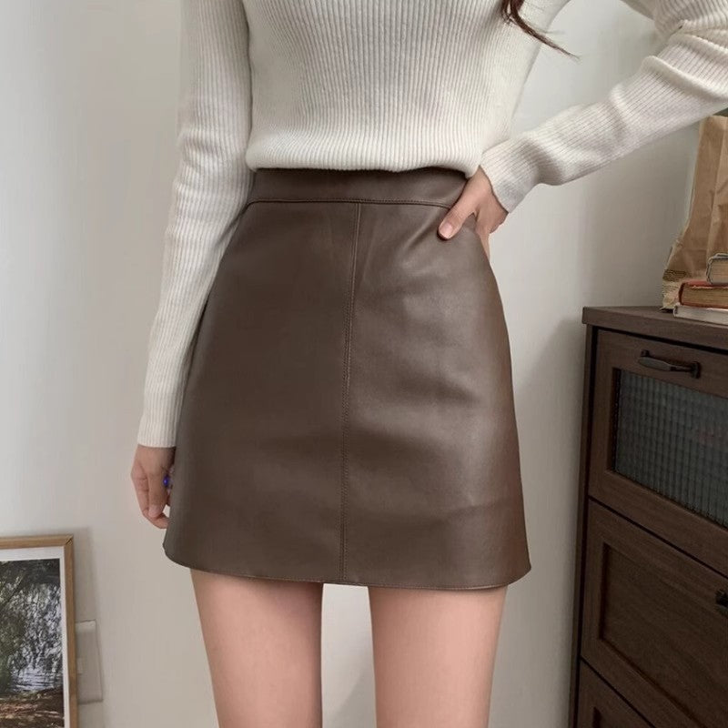 Jupe en Cuir PU & Taille Haute - Amira Paris