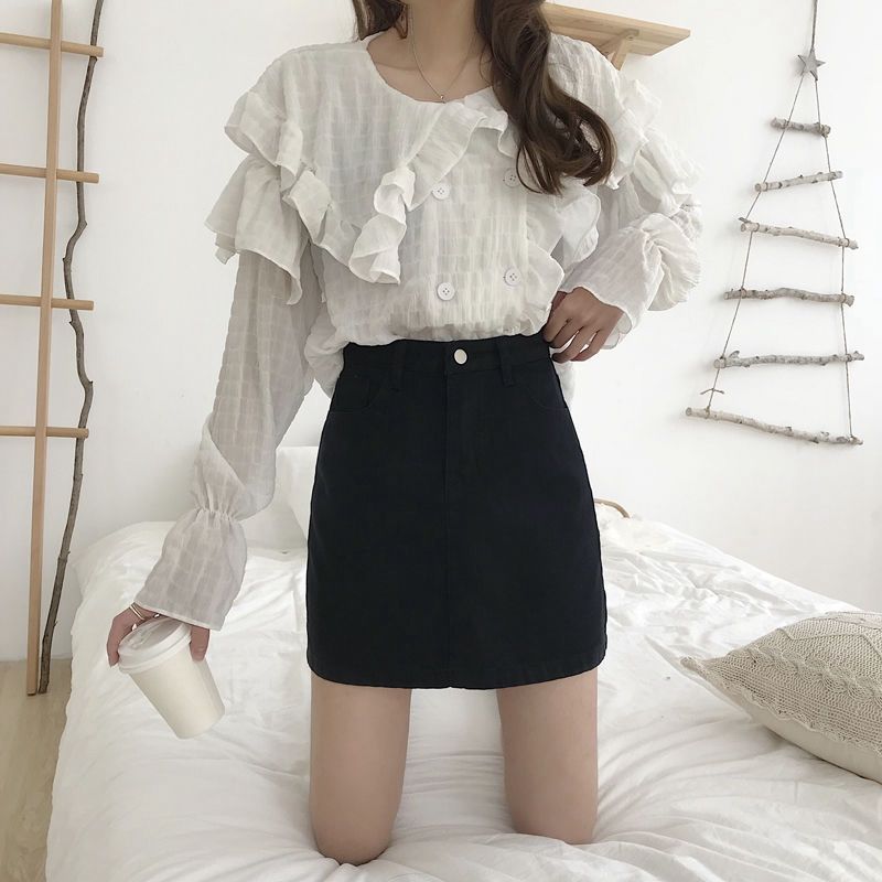 Jupe en Jean & Taille Haute Trapèze - Amira Paris