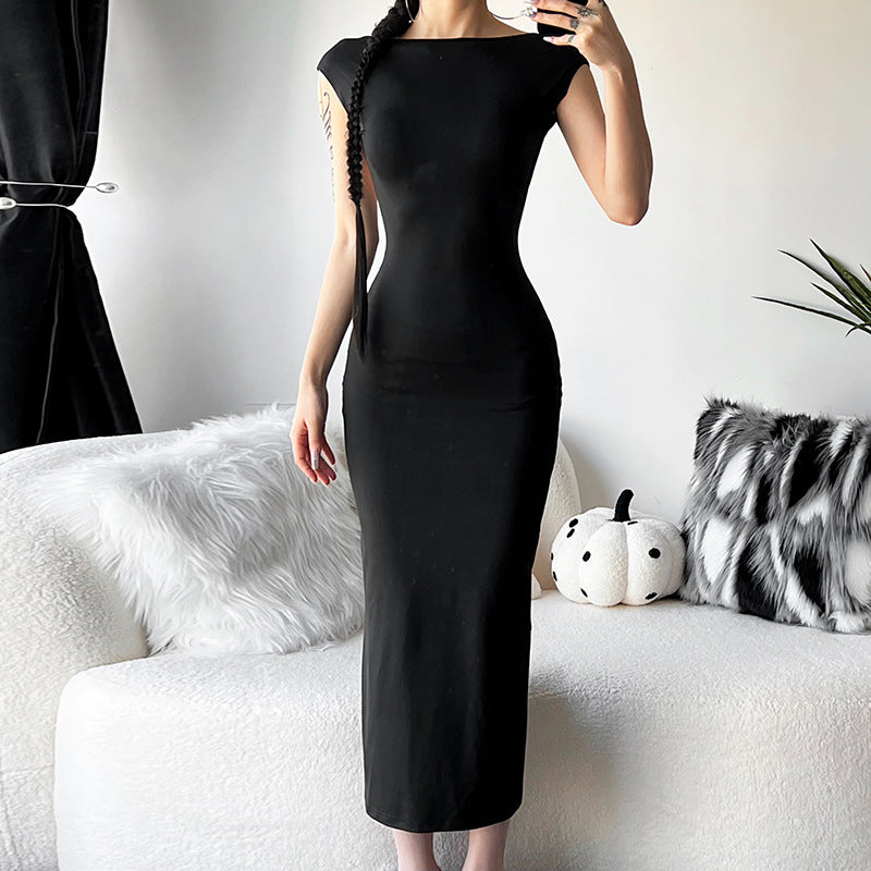 Robe Moulante à Manches Courtes - Amira Paris