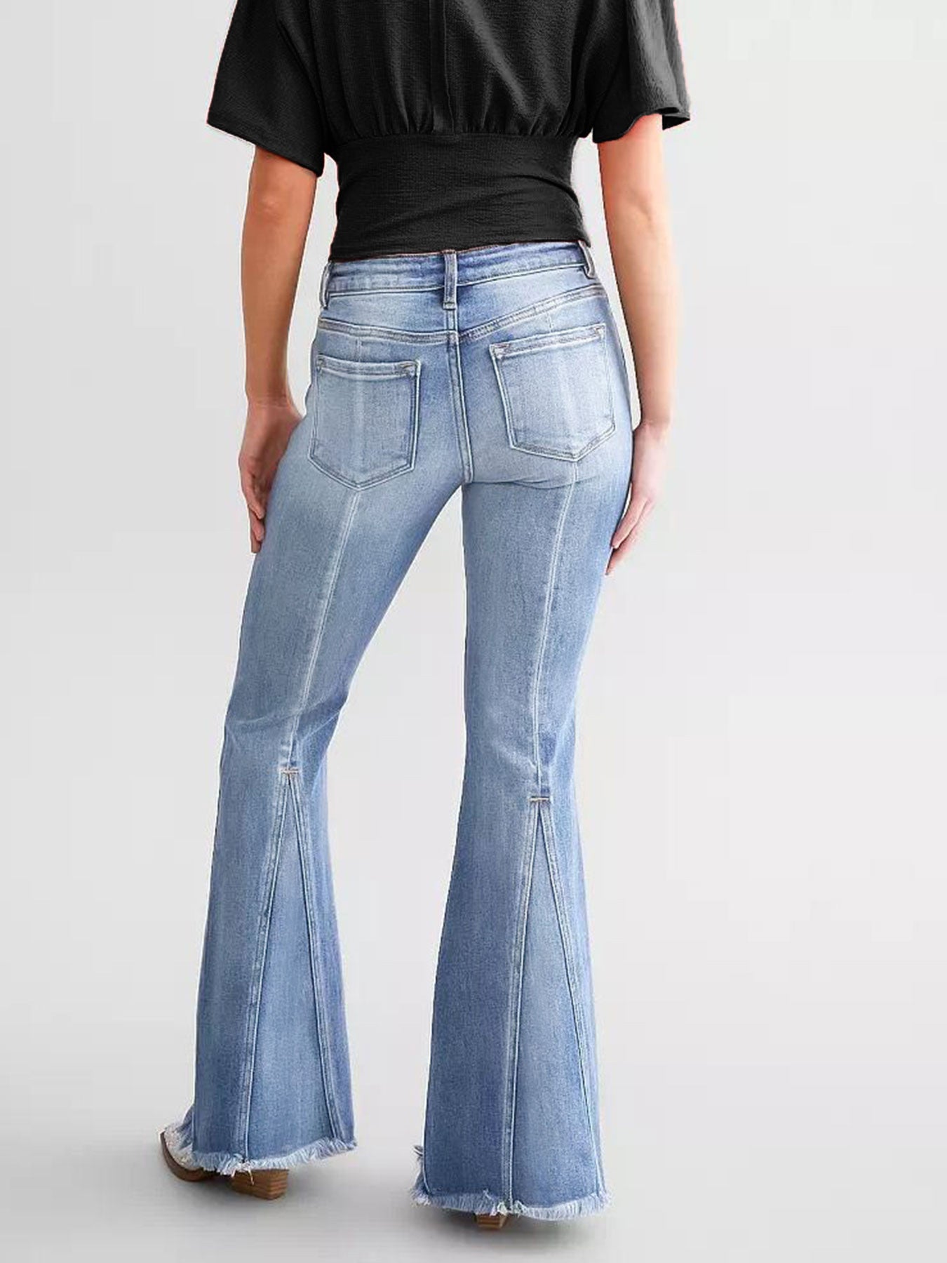 Jean Taille Mi-Haute Coupe Large