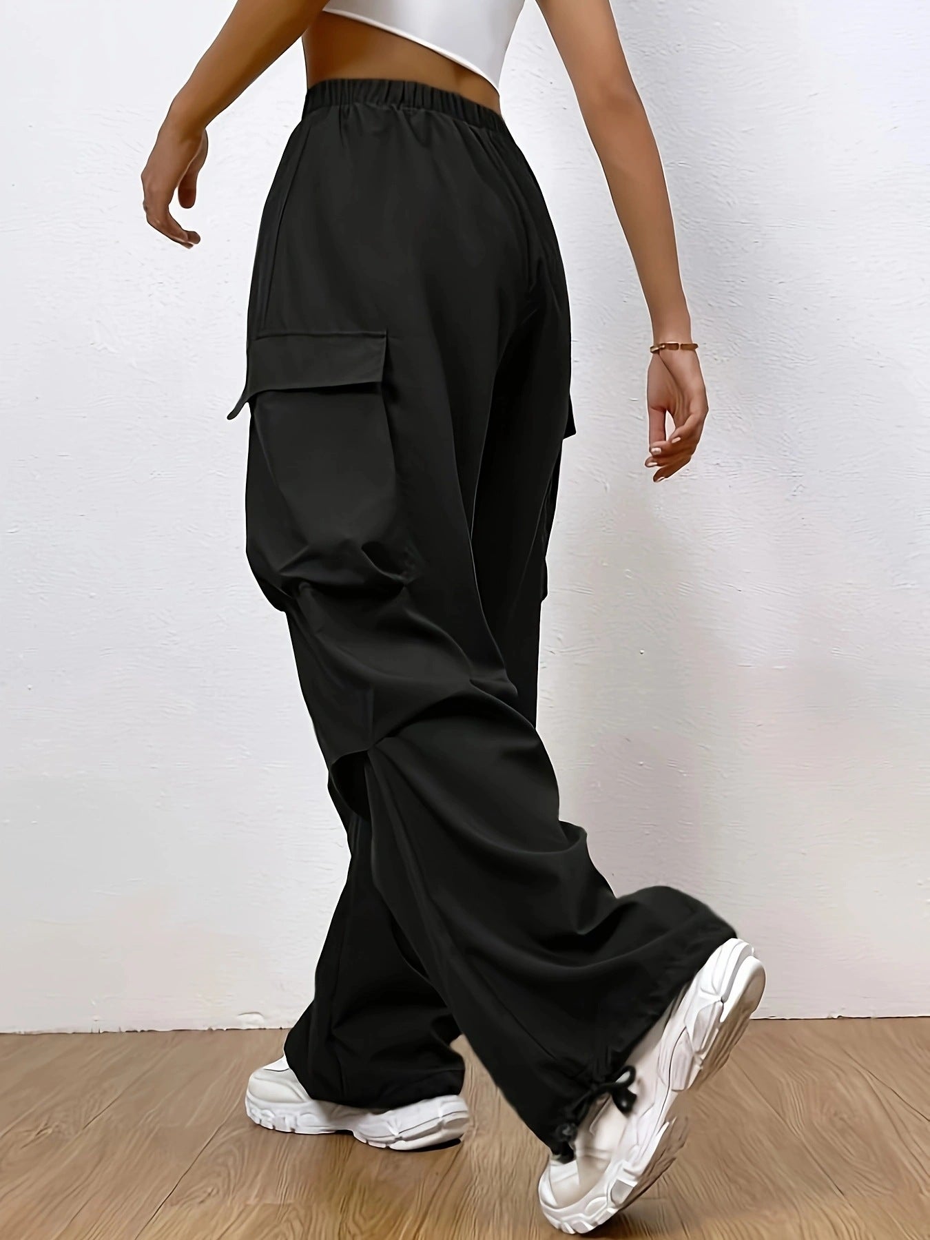 Pantalon Cargo Décontracté Coupe Large Taille Haute