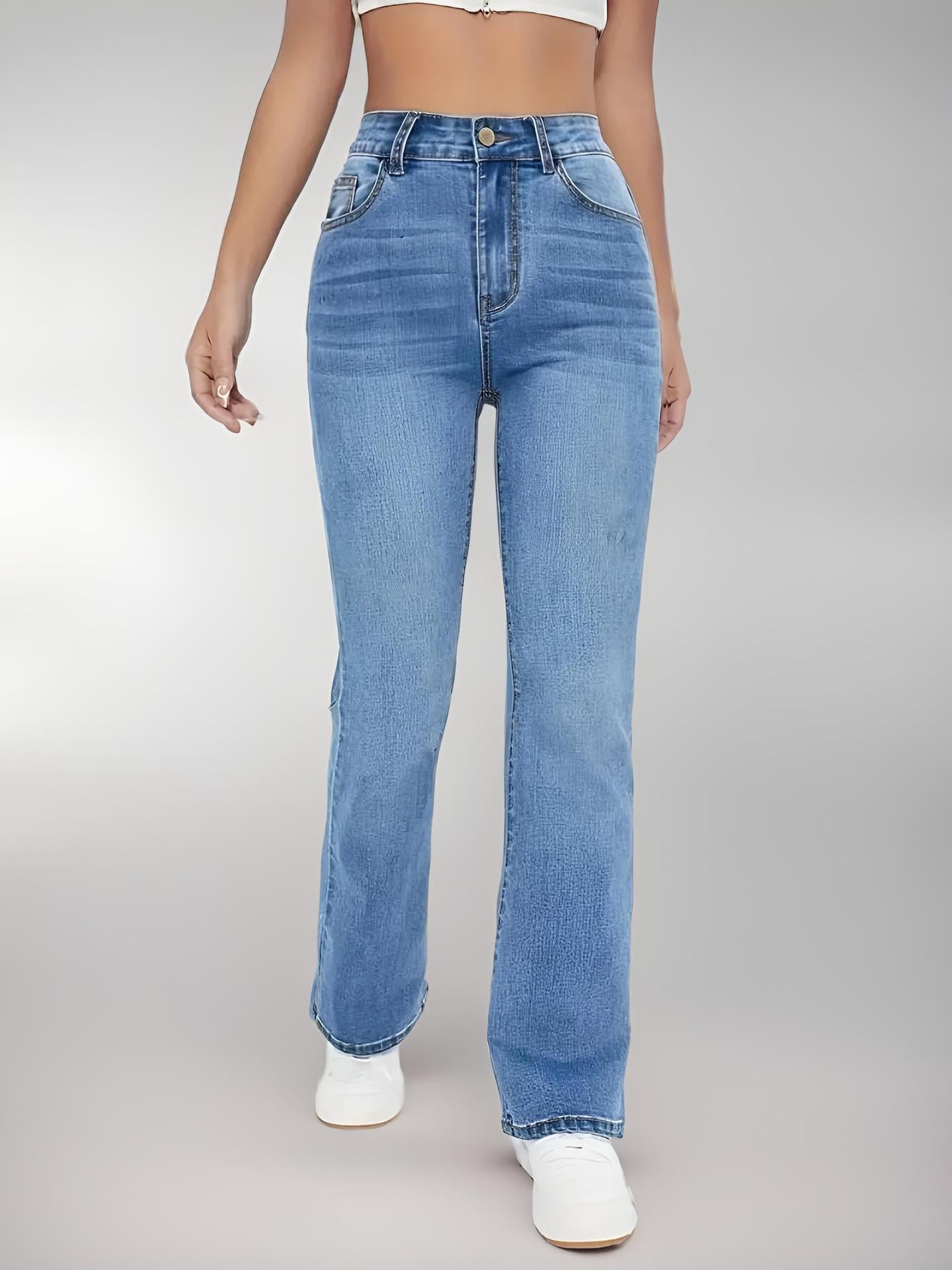 Jean Taille Haute Coupe Mi-Large