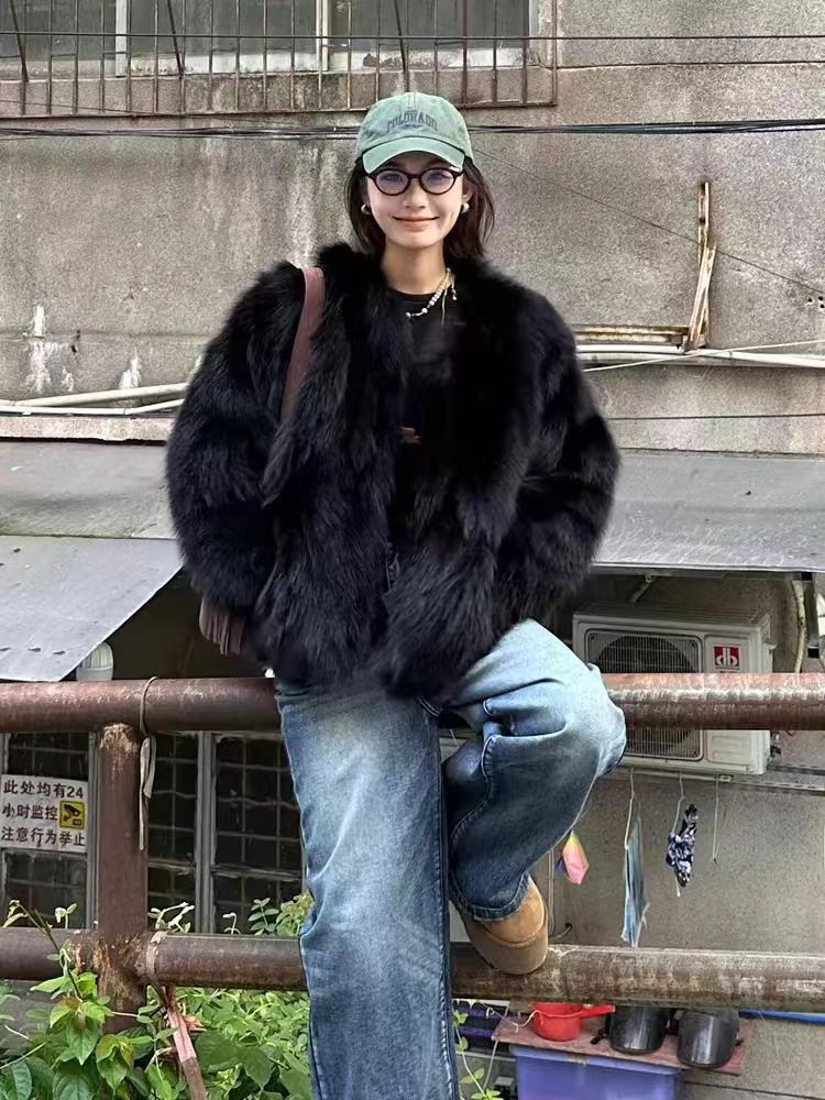 Veste en Fourrure Noir - Amira Paris