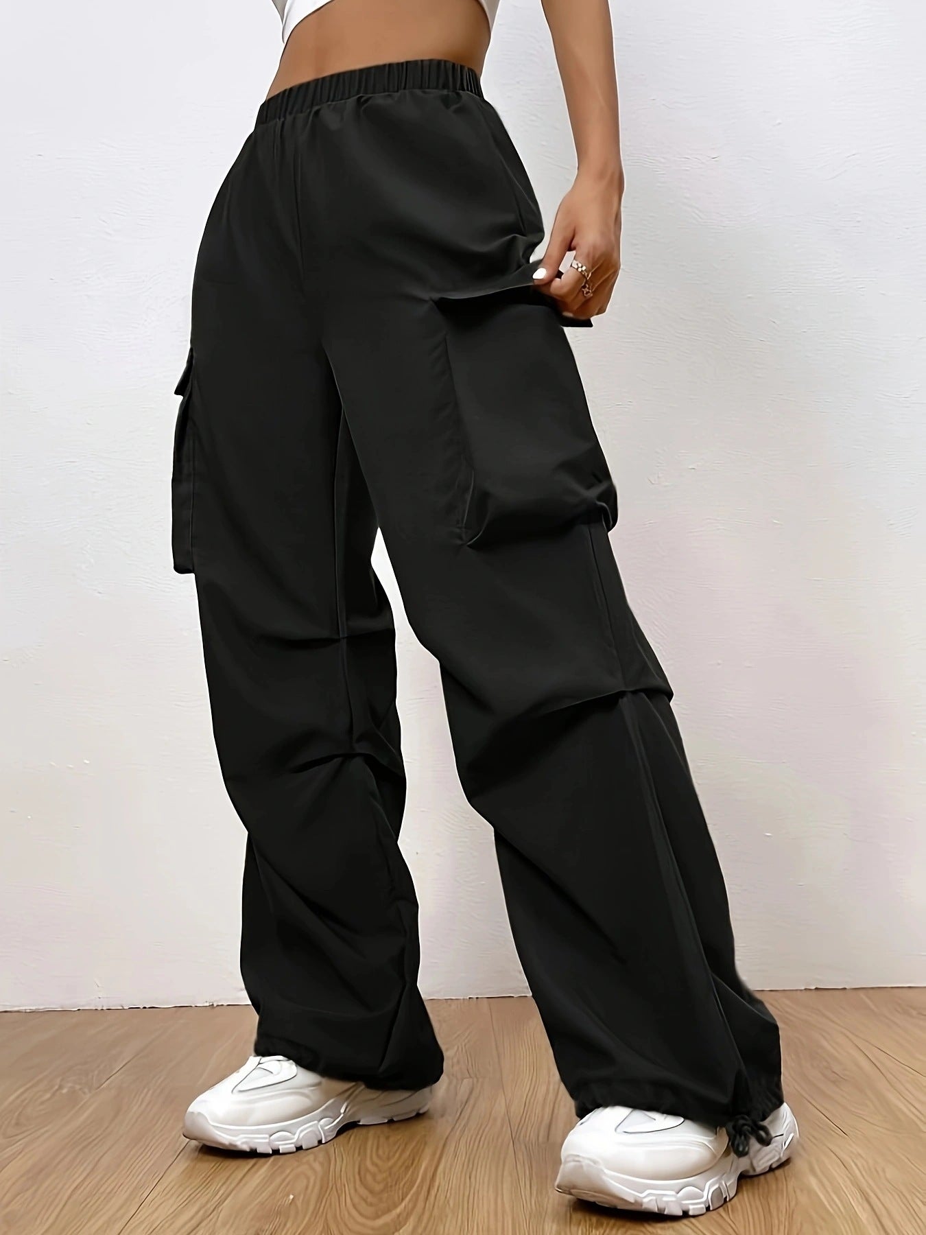 Pantalon Cargo Décontracté Coupe Large Taille Haute
