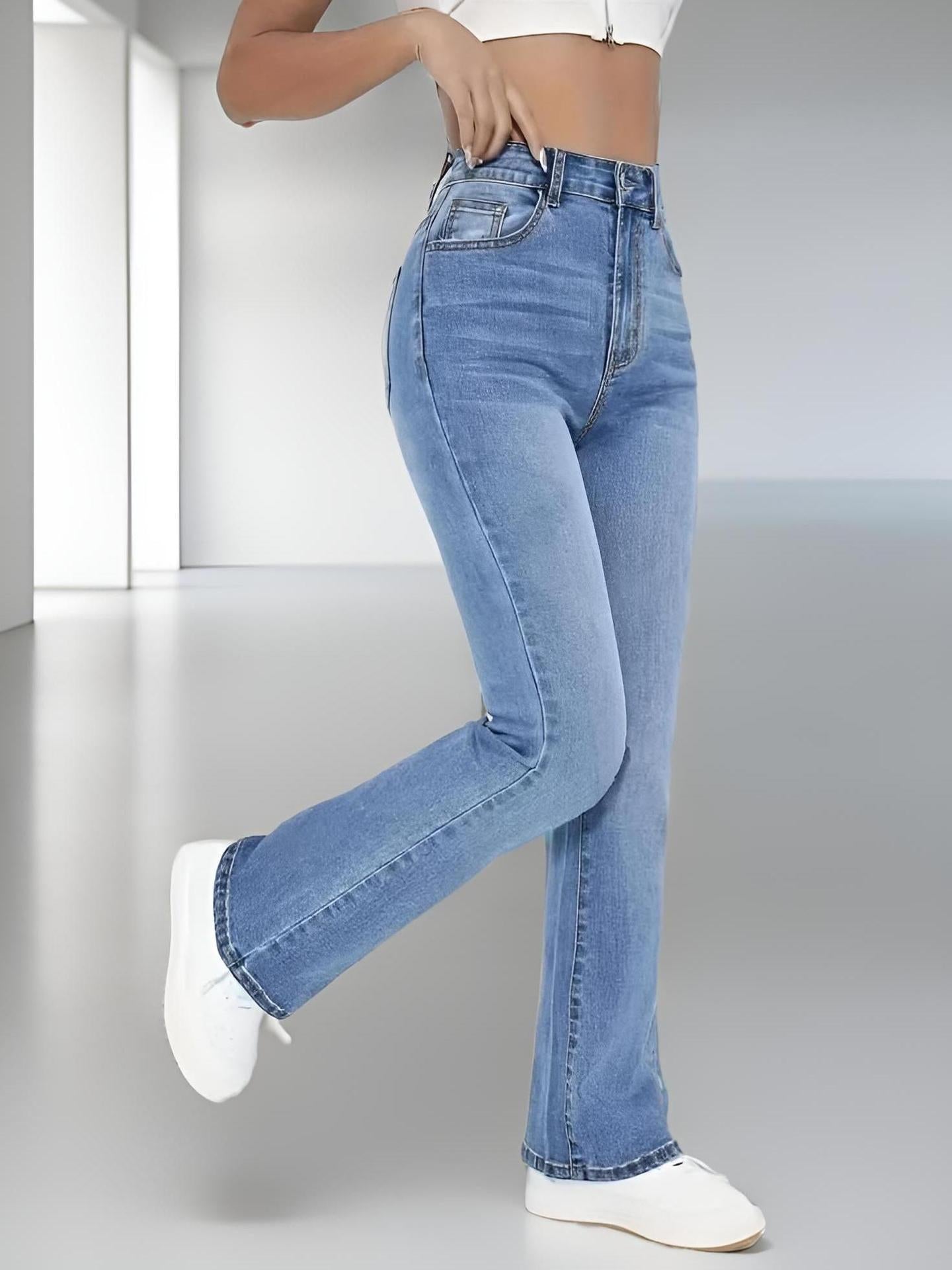 Jean Taille Haute Coupe Mi-Large