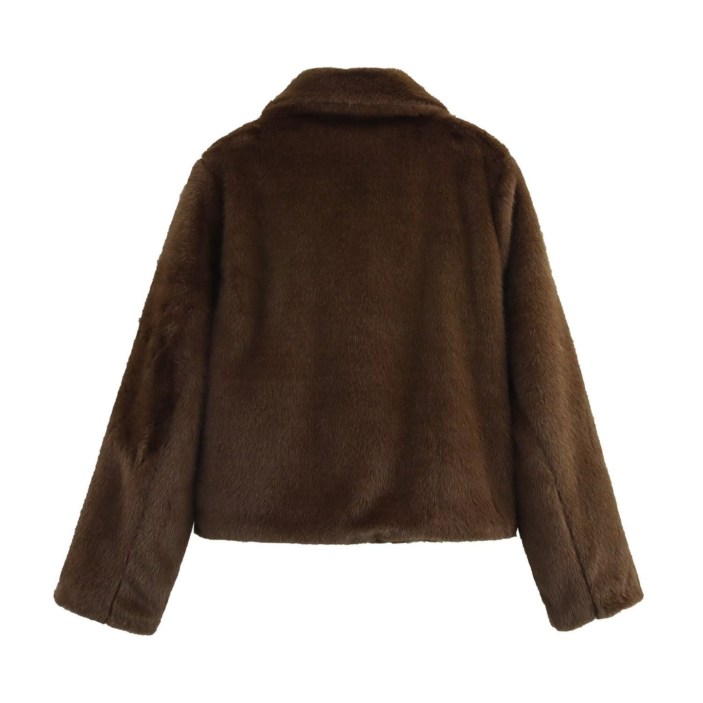 Veste Taille Court à Revers en Fourrure Brun - Amira Paris