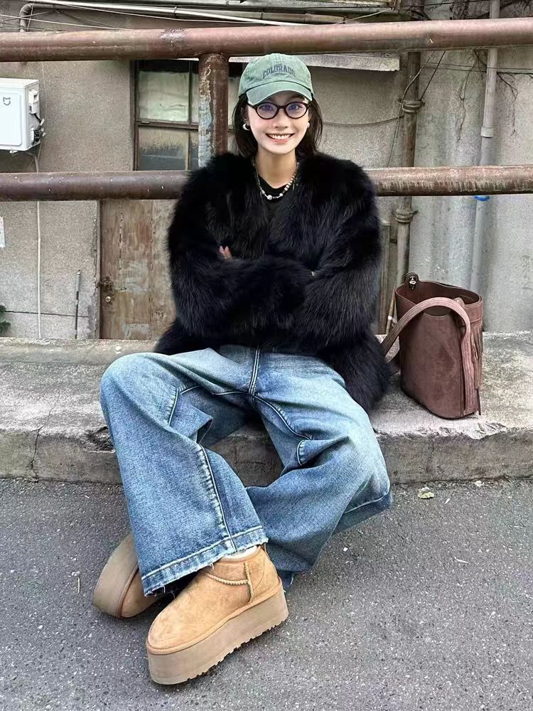 Veste en Fourrure Noir - Amira Paris