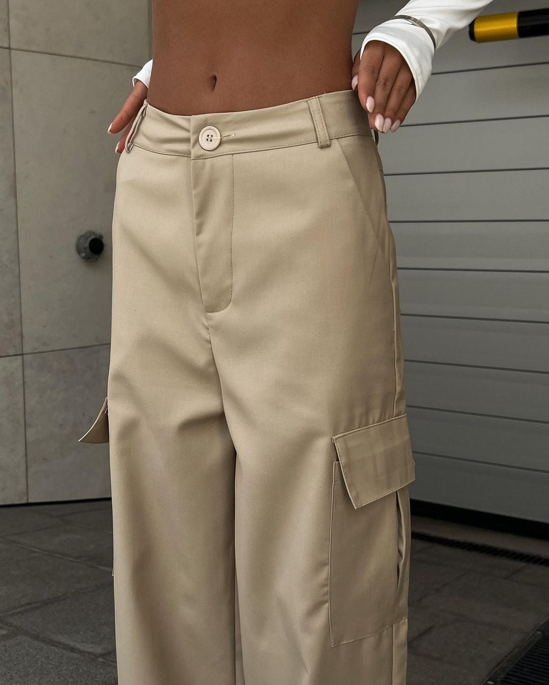 Pantalon Cargo Décontracté Coupe Large Taille Haute