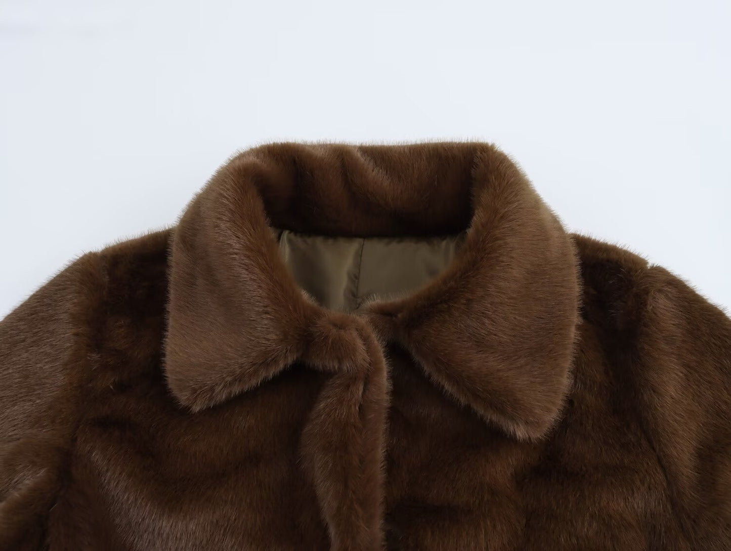 Veste Taille Court à Revers en Fourrure Brun - Amira Paris