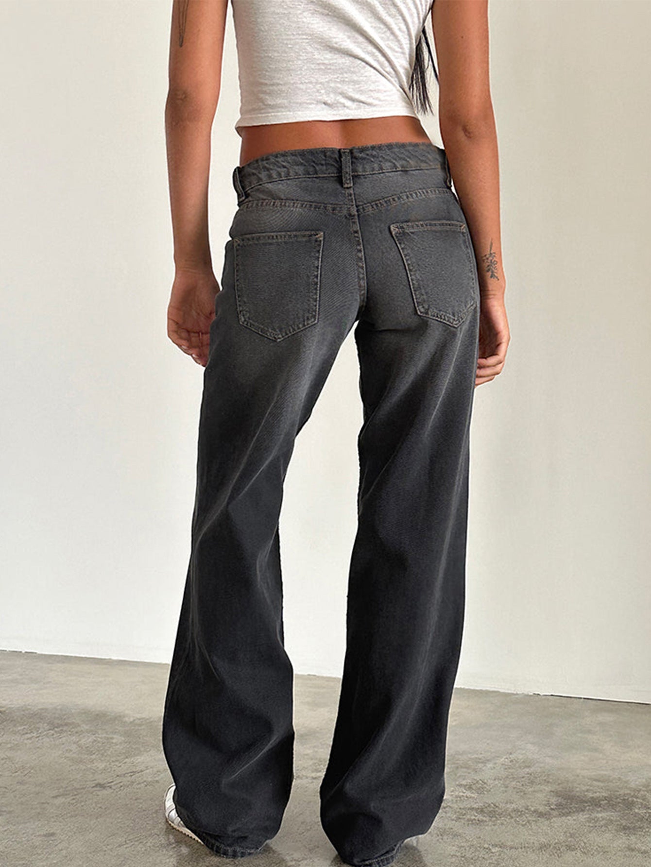 Jean Droit Taille Mi-Haute Coupe Large
