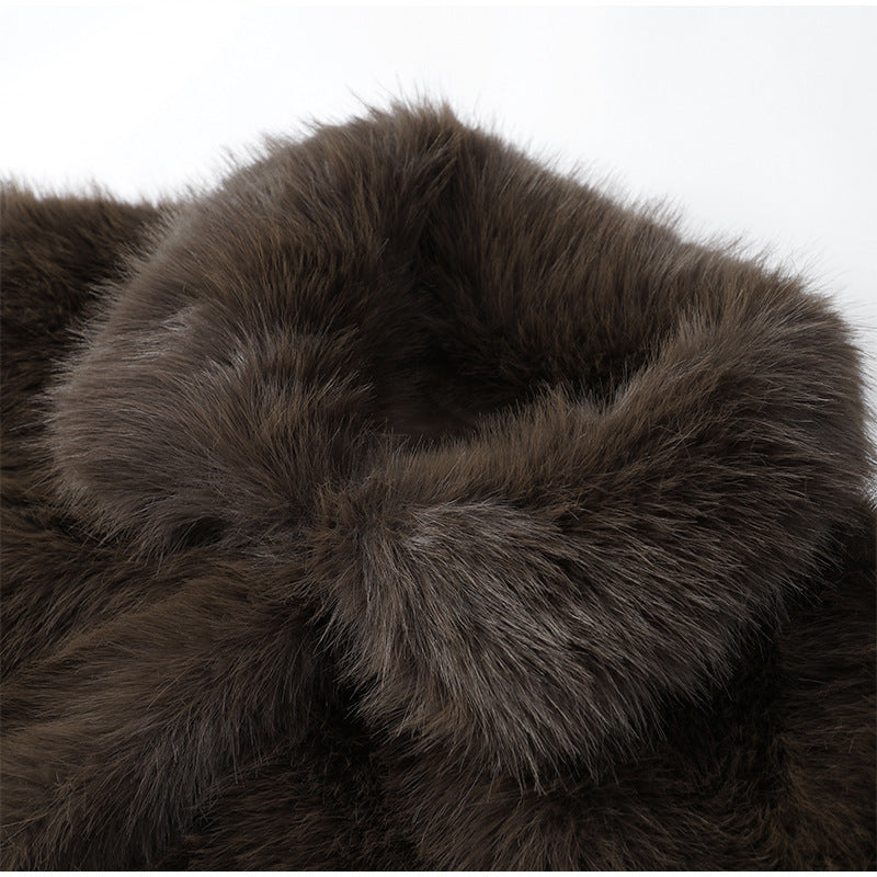 Veste en Fourrure Pelucheuse Brun - Amira Paris
