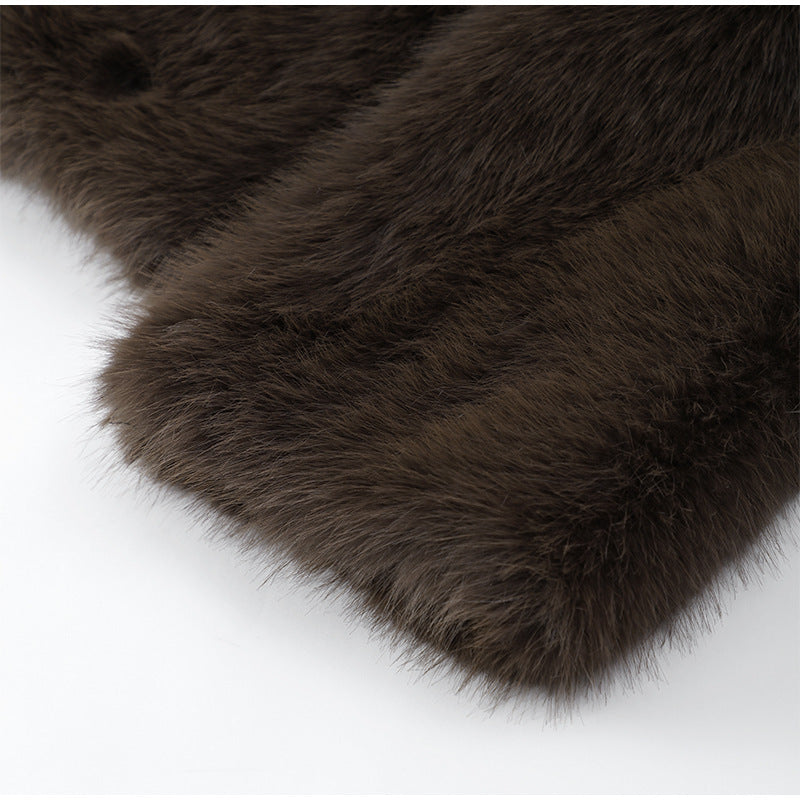 Veste en Fourrure Pelucheuse Brun - Amira Paris