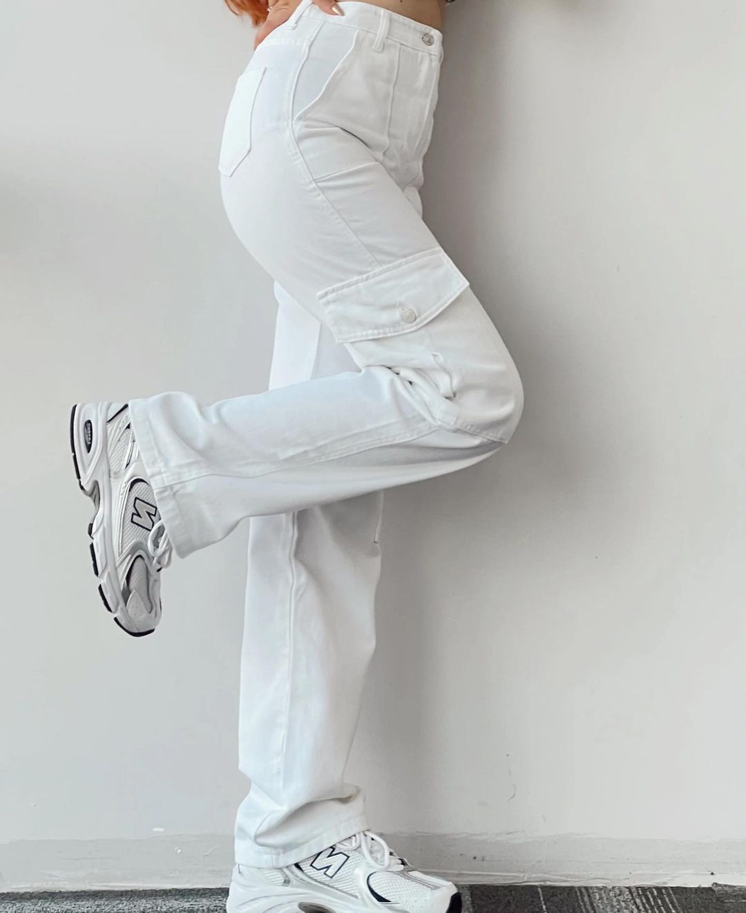 Pantalon Cargo Décontracté Taille Mi-Haute Coupe Large