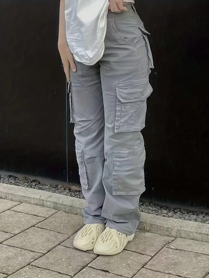 Pantalon Cargo Décontracté Taille Haute
