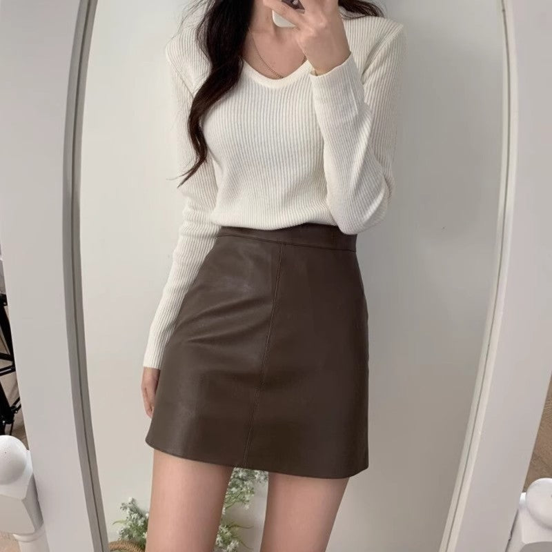 Jupe en Cuir PU & Taille Haute - Amira Paris