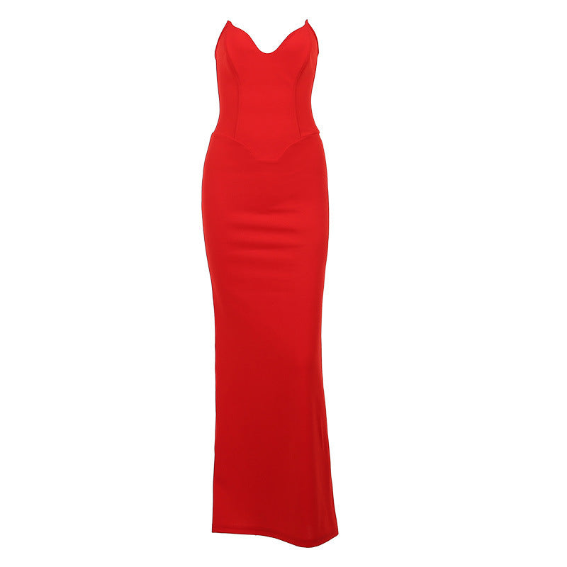 Robe Moulante à Col en V - Amira Paris