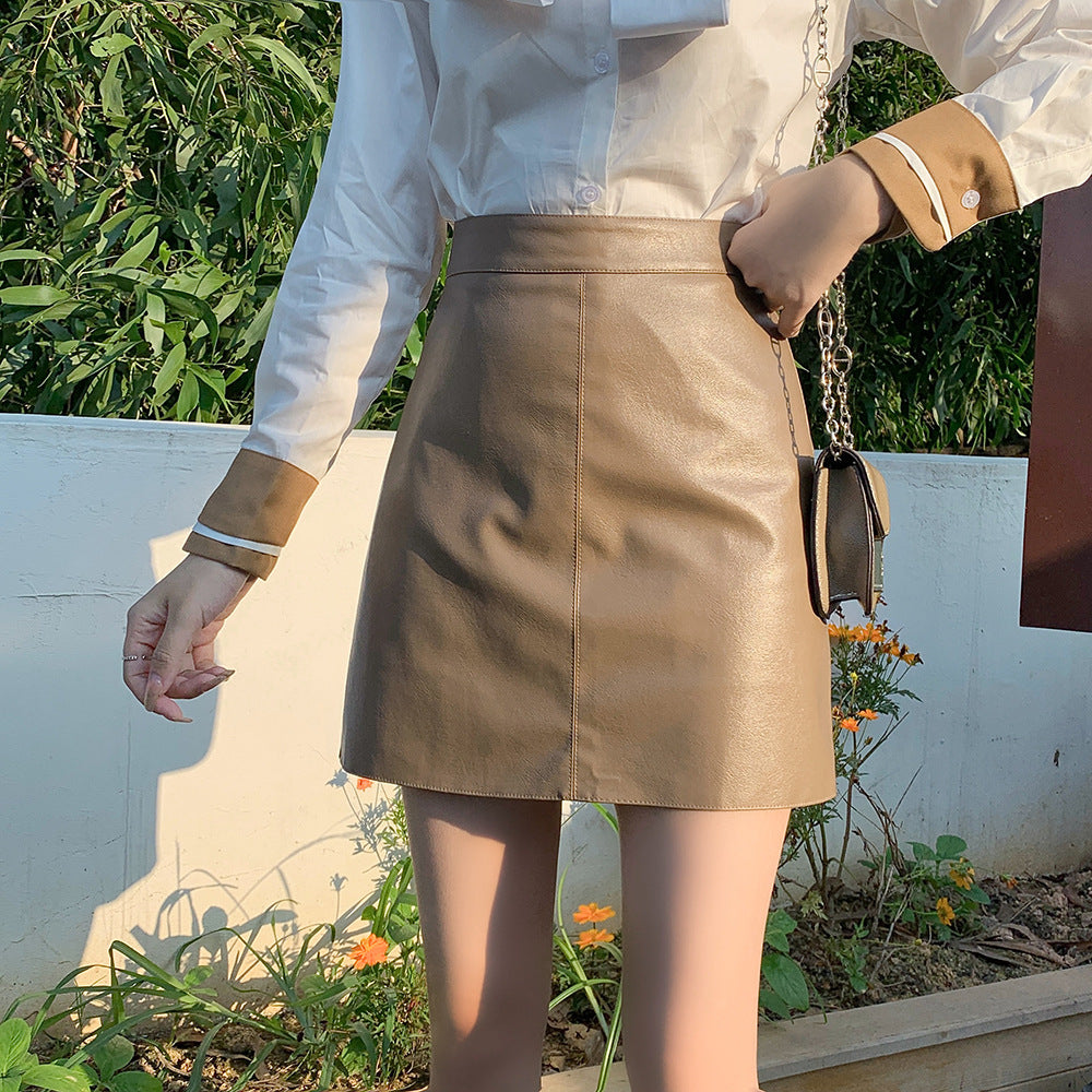 Jupe en Cuir PU & Taille Haute - Amira Paris