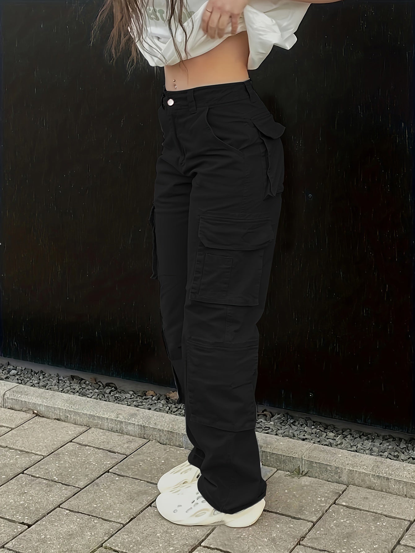 Pantalon Cargo Décontracté Taille Haute