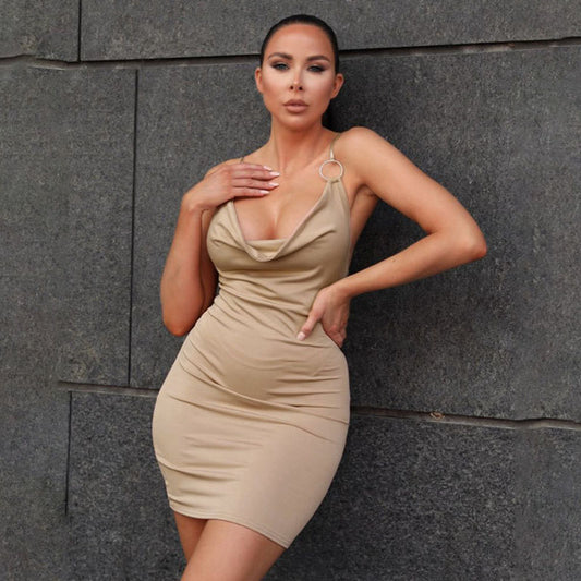 Robe à Bretelles avec Col en V - Amira Paris