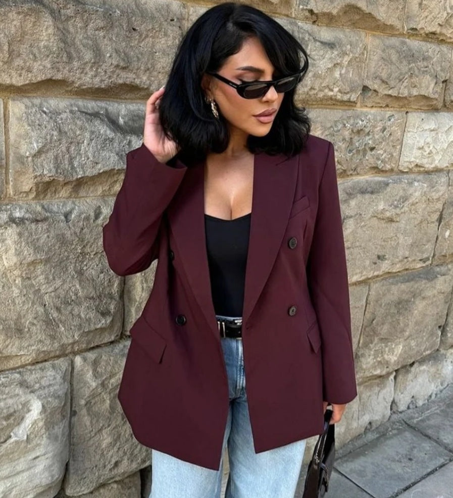 Blazer Bordeaux & Haut Croisé - Amira Paris
