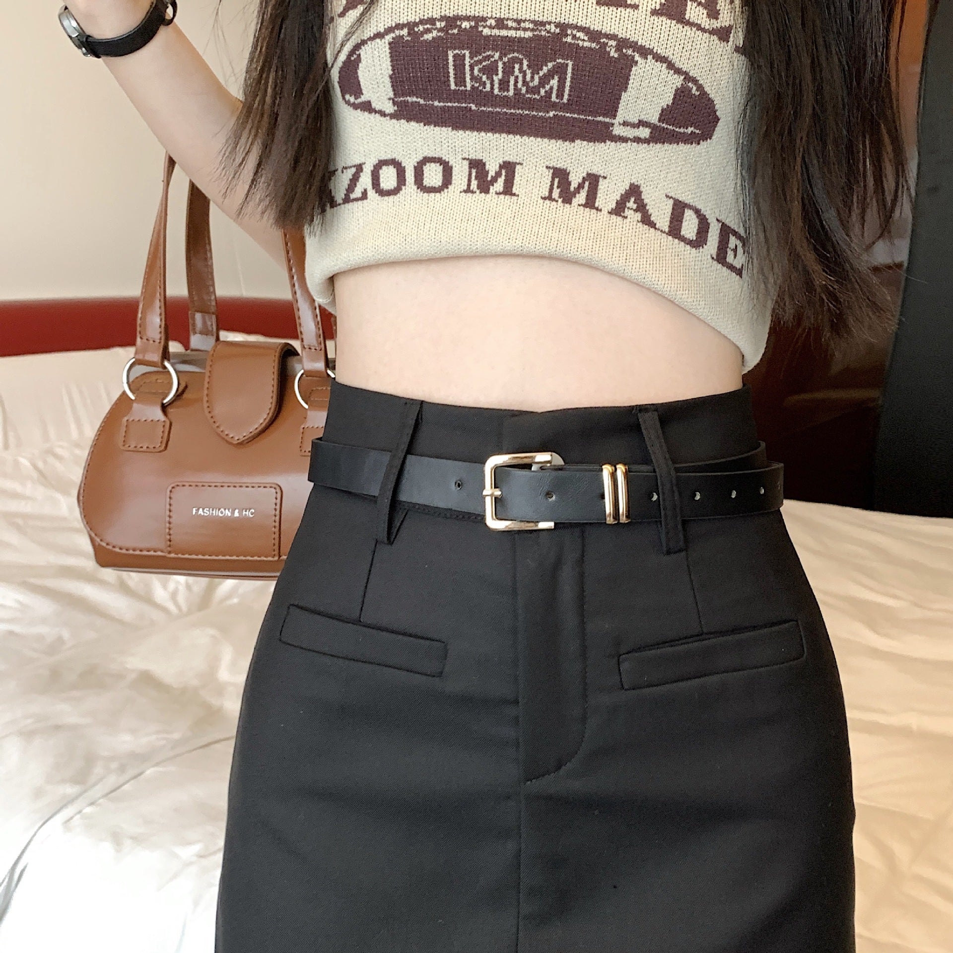 Jupe avec Ceinture & Taille Haute - Amira Paris