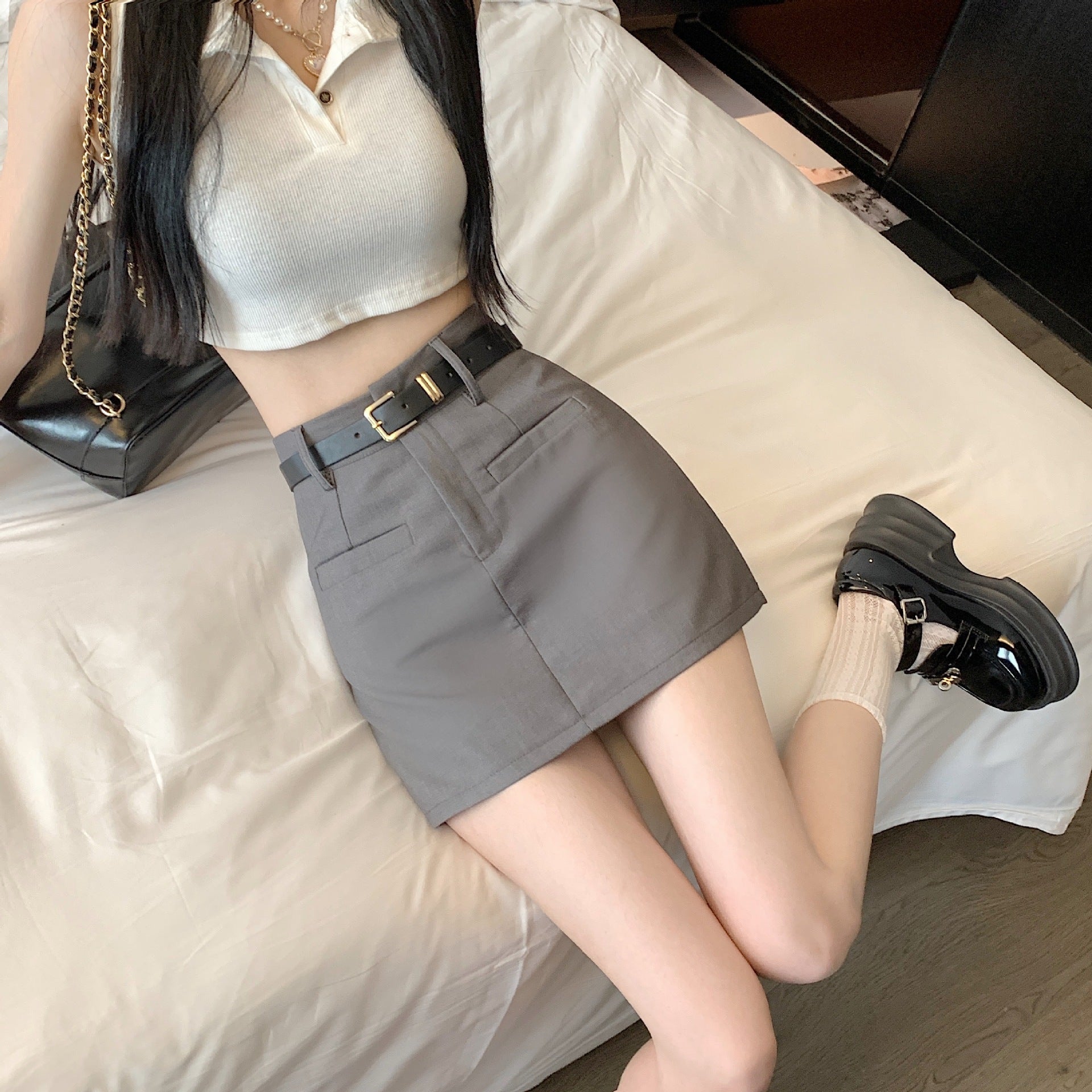 Jupe avec Ceinture & Taille Haute - Amira Paris