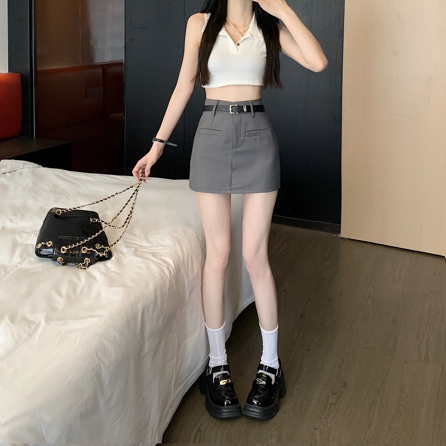 Jupe avec Ceinture & Taille Haute - Amira Paris