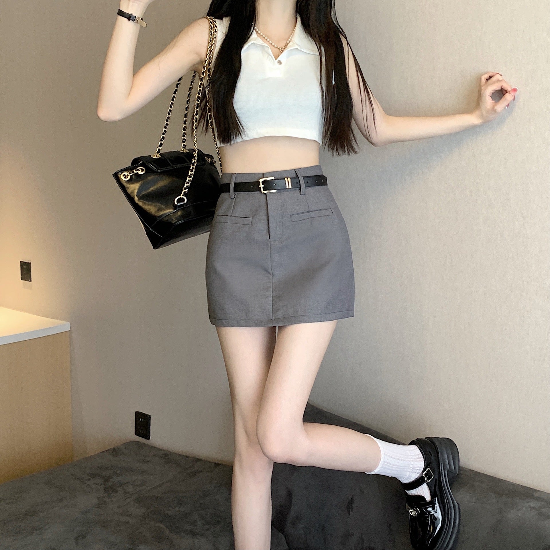 Jupe avec Ceinture & Taille Haute - Amira Paris