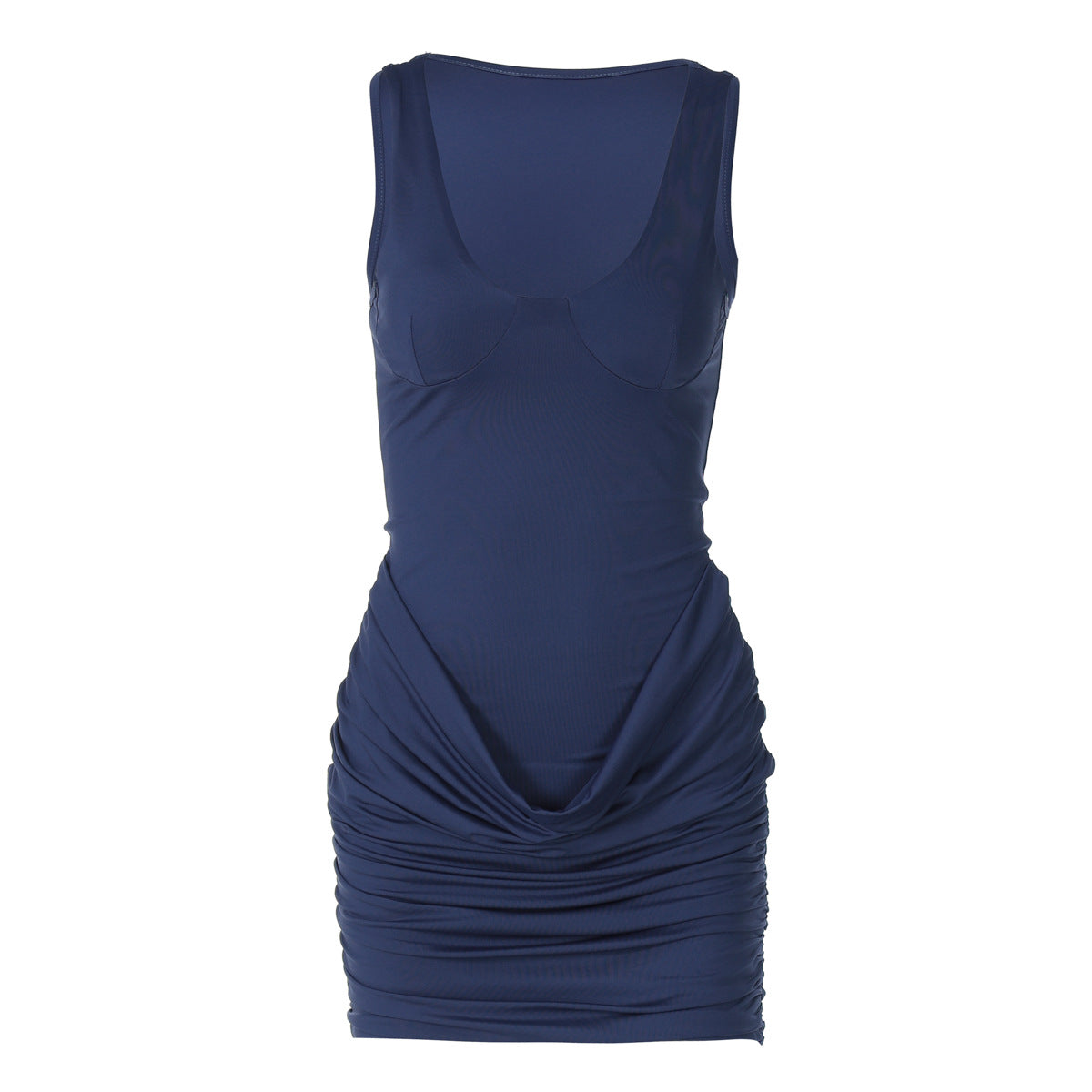 Robe Plissée Moulante Sans Manches & Col en U - Amira Paris